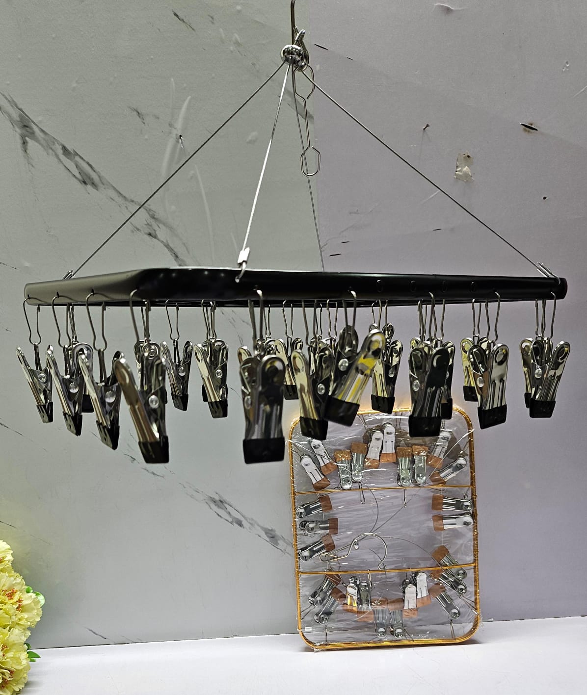 26-Peg Metallic Cloth Drying Rack Hanger