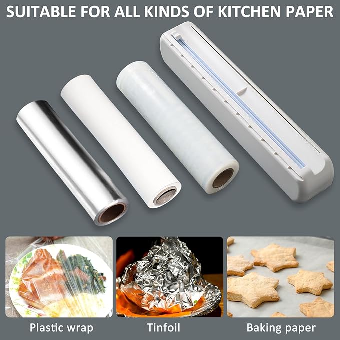 Roll over image to zoom in






Magnetic Refillable Plastic Wrap Dispenser With Cutter, Tin Aluminum Foil Dispenser with Cutter, Sturdy Food Cling Wrap Film Cutter,