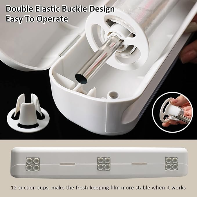 Roll over image to zoom in






Magnetic Refillable Plastic Wrap Dispenser With Cutter, Tin Aluminum Foil Dispenser with Cutter, Sturdy Food Cling Wrap Film Cutter,