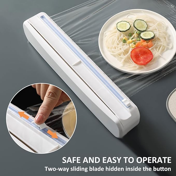 Roll over image to zoom in






Magnetic Refillable Plastic Wrap Dispenser With Cutter, Tin Aluminum Foil Dispenser with Cutter, Sturdy Food Cling Wrap Film Cutter,