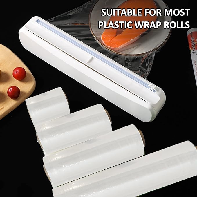 Roll over image to zoom in






Magnetic Refillable Plastic Wrap Dispenser With Cutter, Tin Aluminum Foil Dispenser with Cutter, Sturdy Food Cling Wrap Film Cutter,
