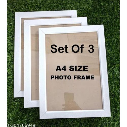 A4 Size Photo Frame For Wall White Picture Frame For Home and Office Decoration (White-A4-3 Frame)
