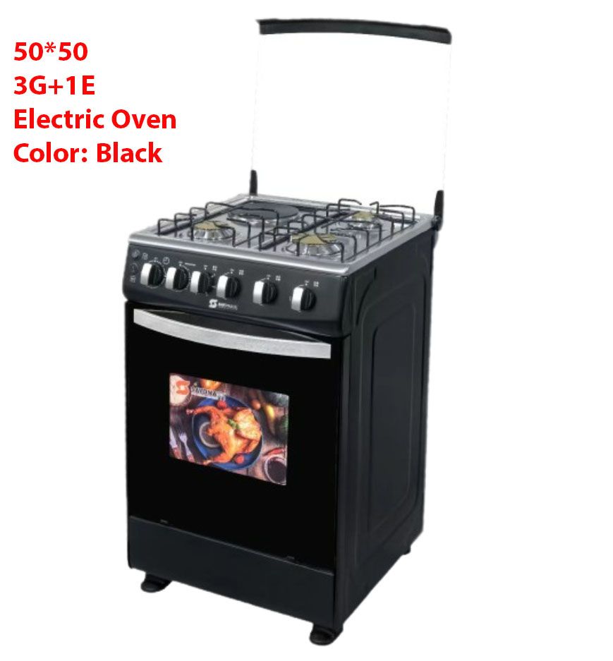 SAYONA 50*50, 3G+1E, Electric Oven, Standing Cooker - Black (1 YR WRTY)