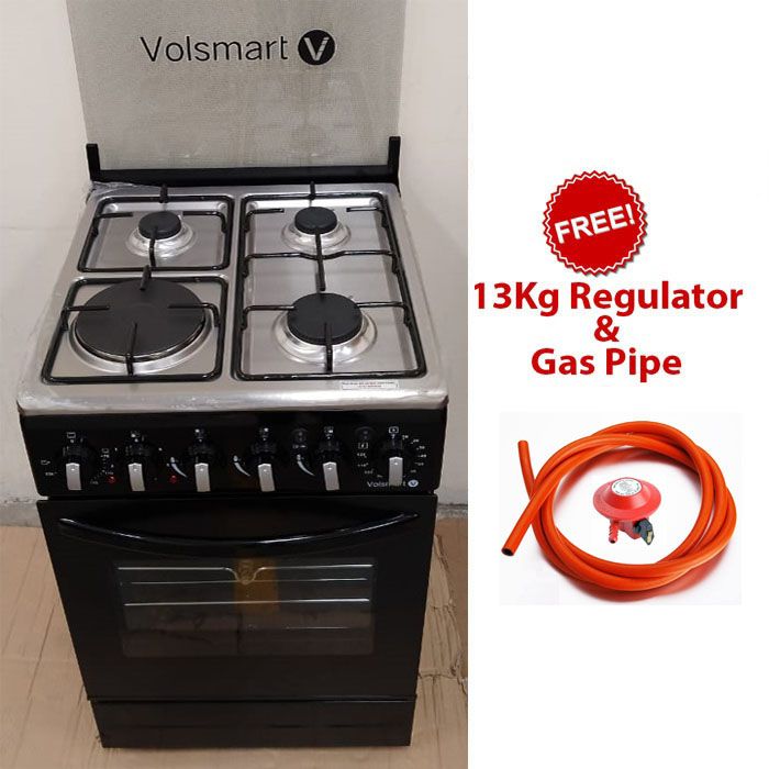 VOLSMART 50 by 55, 3 Gas Jet Pool Burners + 1 Rapid Plate Standing Cooker with Electric Oven
