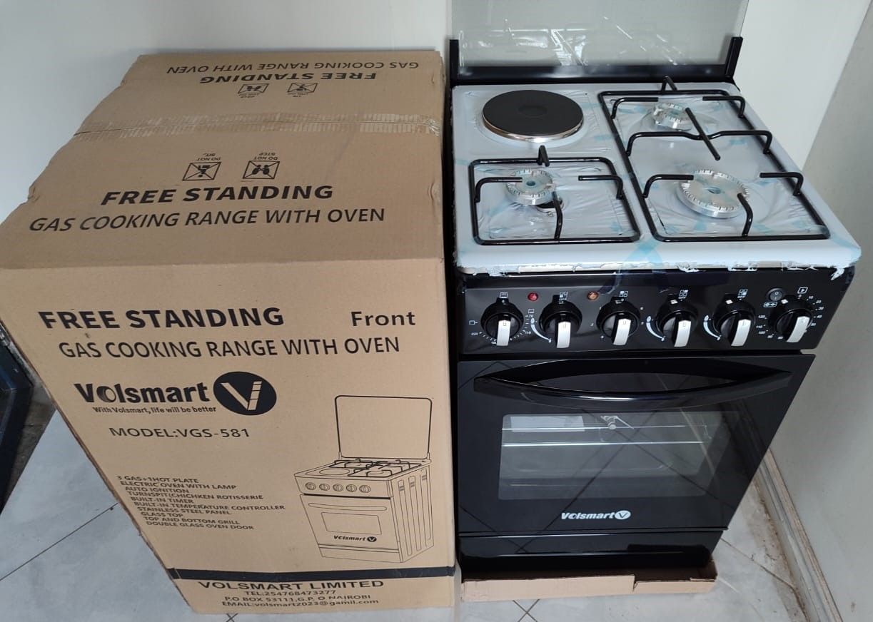 VOLSMART 50 by 55, 3 Gas Jet Pool Burners + 1 Rapid Plate Standing Cooker with Electric Oven