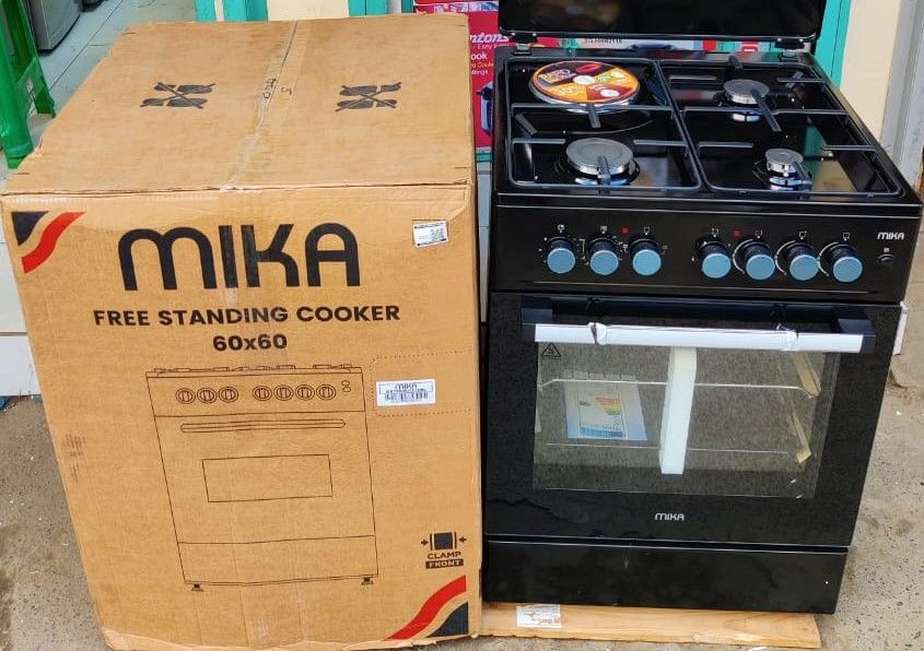 Mika 60 X 60, 3 Gas Jet Burners + 1 Rapid Plate, Electric Oven Standing Cooker (1 YR WRTY)