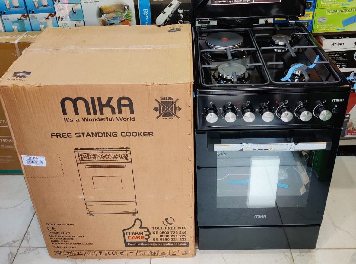 MIKA, 50x60, 3 Gas + 1 Rapid Plate Standing Cooker with Electric Oven
