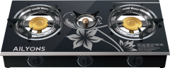 AILYONS GS014-6, 3  Burner Glass Top Gas Cooker