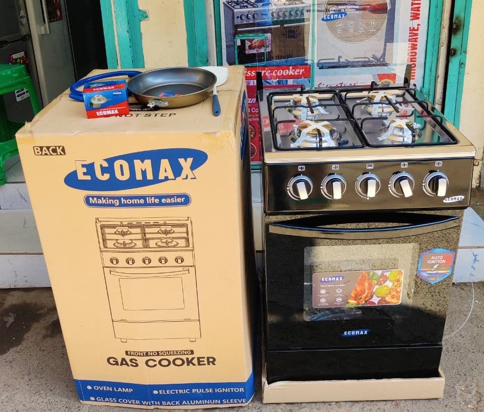 ECOMAX 50cm x 50cm, 4 Gas Free Standing Cooker with Electric Oven