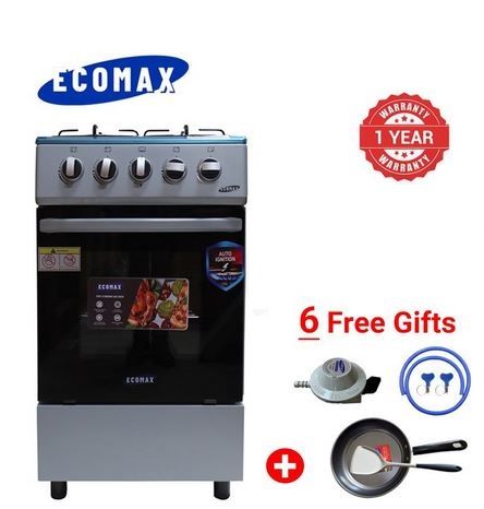 HOT SALE!!! ECOMAX 50x50, 4 Gas Free Standing Cooker + Electric Oven, Silver