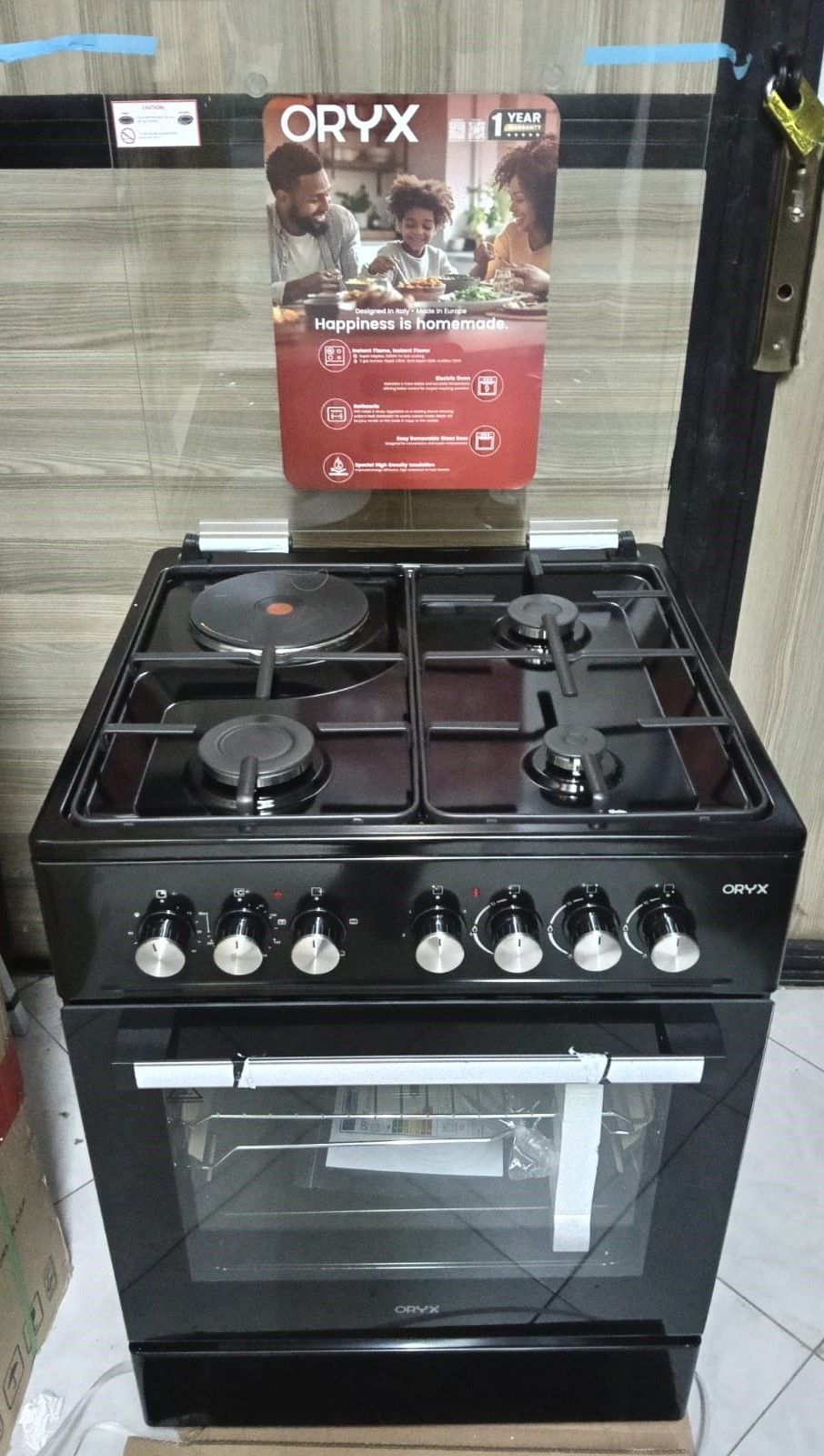 ORYX (Formerly MIKA) 60cm*60cm, 3 Gas Jet Burners + 1 Rapid Plate, Electric Oven Standing Cooker (1 YR WRTY)