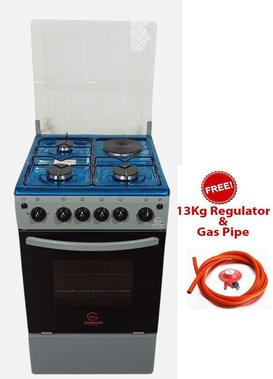 EUROCHEF 50 X 55, 3 Jet Gas + 1 Rapid Plate Standing Cooker with Electric Oven