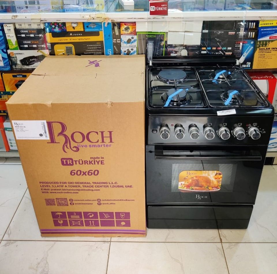 TODAY'S OFFER!! ROCH 60 x 60, 3 Gas Jet Burners + 1 Rapid Plate Standing Cooker with ELECTRIC OVEN