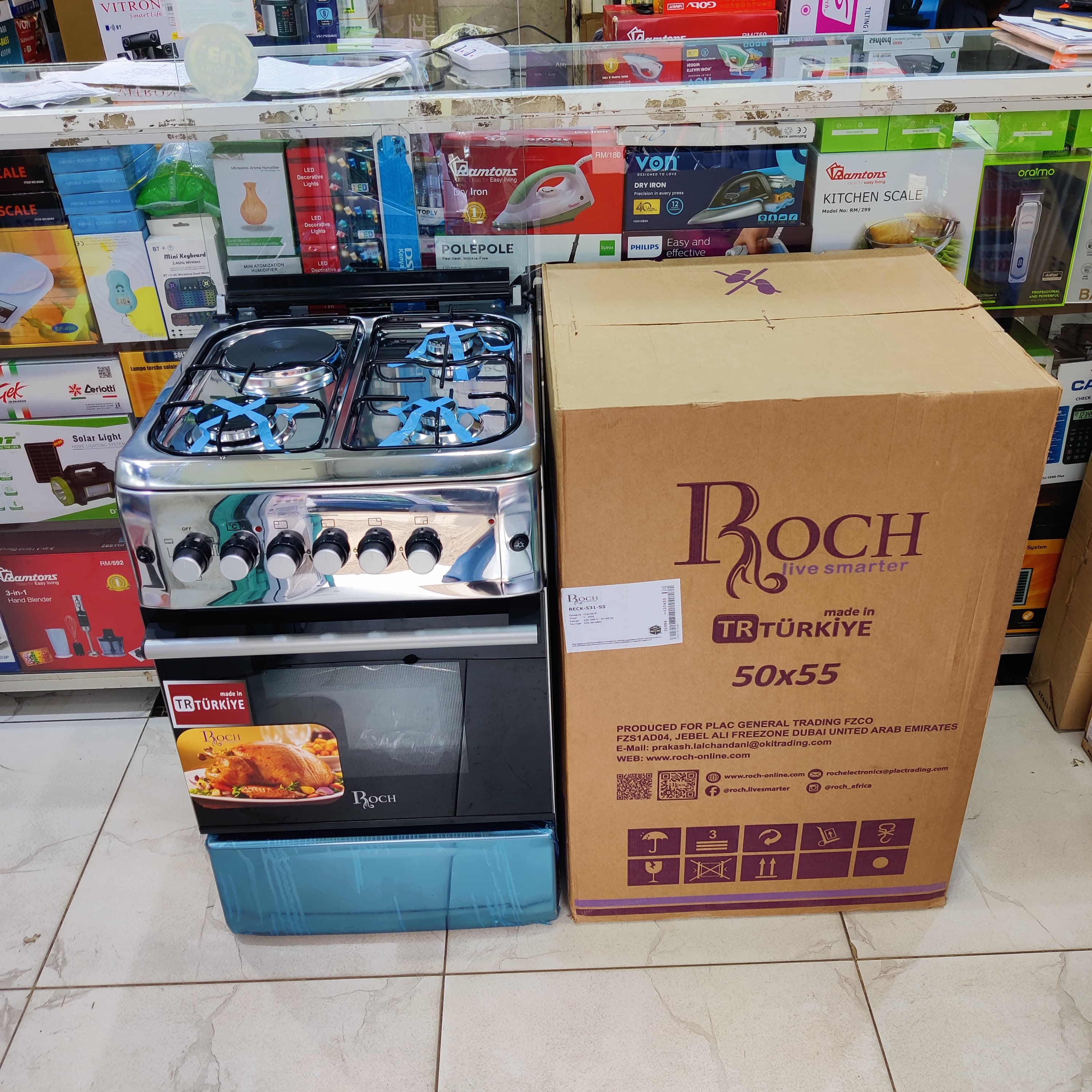 TODAY'S OFFER!! ROCH 50 x 55, 3 Gas Jet Burners + 1 Hot Plate Standing Cooker with ELECTRIC OVEN