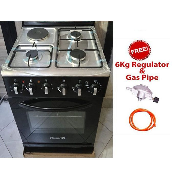 VOLSMART 50 by 55, 3 Gas Jet Pool Burners + 1 Rapid Plate Standing Cooker with Electric Oven