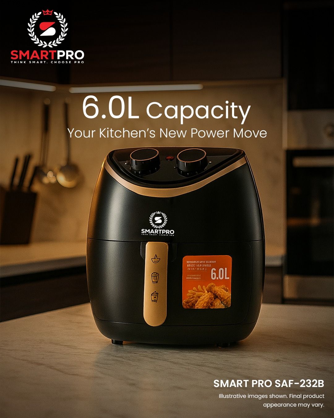 TODAY'S OFFER!! SMARTPRO 6L Manual Air Fryer