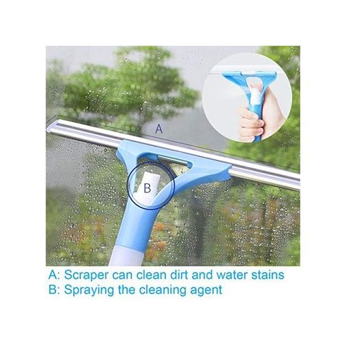 2 In 1 Glass Window Cleaner Brush Clean Scraper With Auto Soap Spray