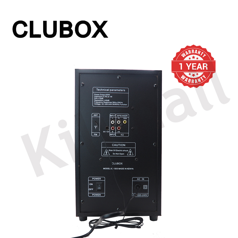 CLUBOX 3.1CH X-Base Woofer HI-FI BT Speaker Systems AC/DC Subwoofer Home Audio System 12000W with Remote Control Bluetooth FM USB SD TC-1303