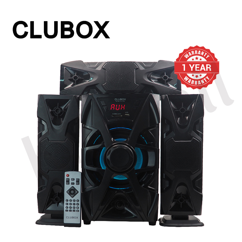 CLUBOX 3.1CH X-Base Woofer HI-FI BT Speaker Systems AC/DC Subwoofer Home Audio System 12000W with Remote Control Bluetooth FM USB SD TC-1303