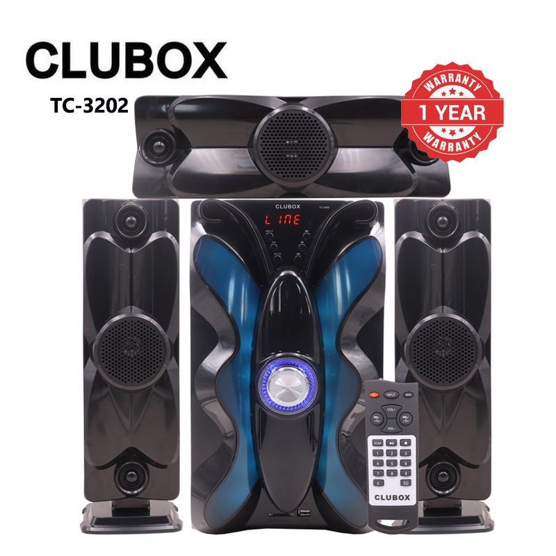 CLUBOX 3.1CH X-Base Woofer HI-FI BT Speaker Systems AC/DC Subwoofer Home Audio System 12000W with Remote Control Bluetooth FM USB SD TC-3202