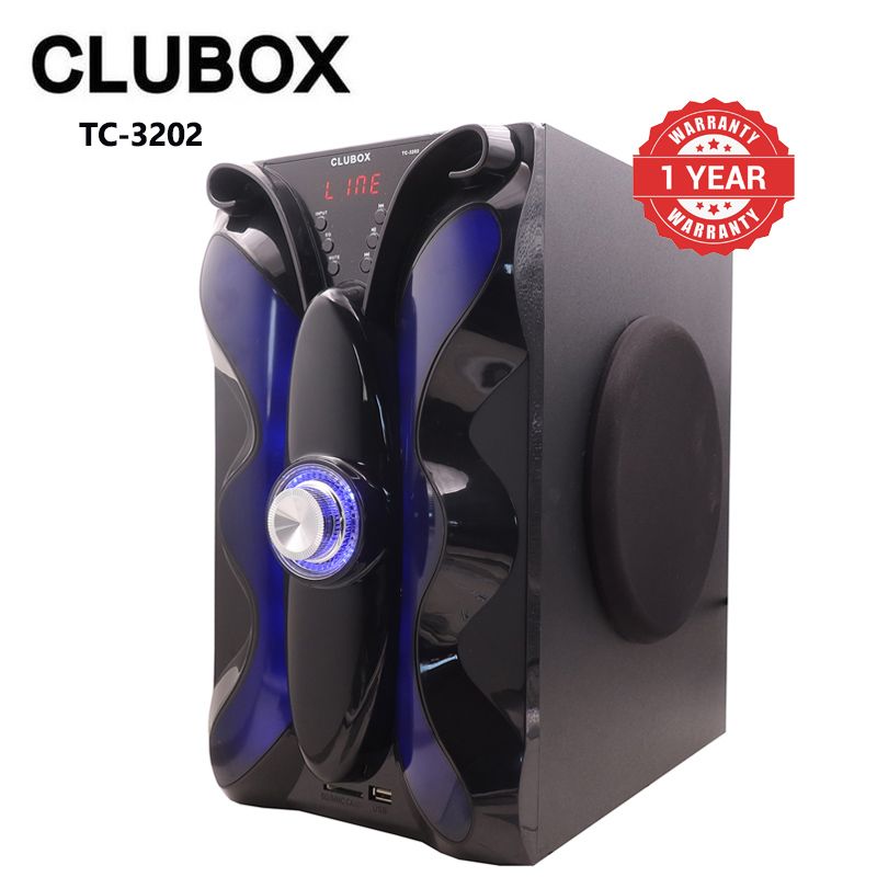 CLUBOX 3.1CH X-Base Woofer HI-FI BT Speaker Systems AC/DC Subwoofer Home Audio System 12000W with Remote Control Bluetooth FM USB SD TC-3202