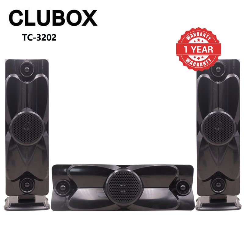 (Clearance Sale!)CLUBOX 3.1CH X-Base Woofer HI-FI BT Speaker Systems AC/DC Subwoofer Home Audio System 12000W with Remote Control Bluetooth FM USB SD TC-3202