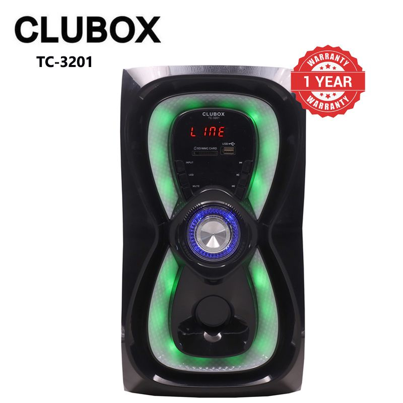 CLUBOX 3.1CH X-Base Woofer HI-FI BT Speaker Systems AC/DC Subwoofer Home Audio System 12000W with Remote Control Bluetooth FM USB SD TC-3201