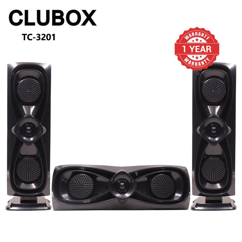 CLUBOX 3.1CH X-Base Woofer HI-FI BT Speaker Systems AC/DC Subwoofer Home Audio System 12000W with Remote Control Bluetooth FM USB SD TC-3201