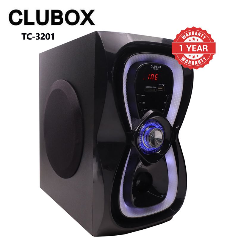 CLUBOX 3.1CH X-Base Woofer HI-FI BT Speaker Systems AC/DC Subwoofer Home Audio System 12000W with Remote Control Bluetooth FM USB SD TC-3201