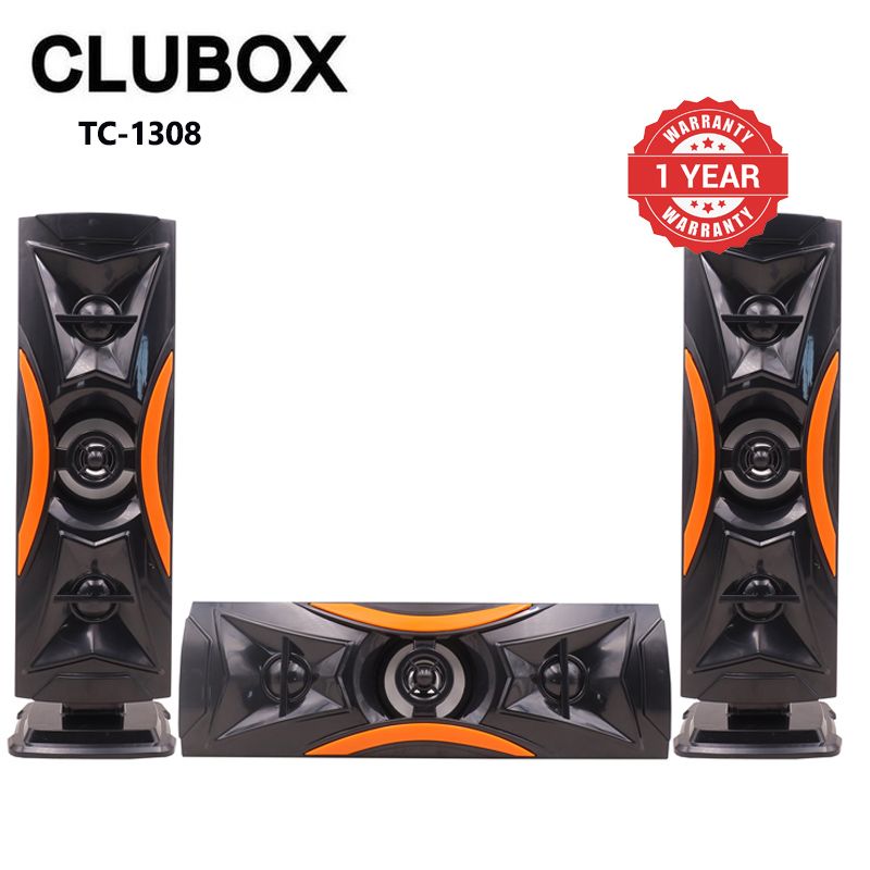 CLUBOX 3.1CH X-Base Woofer HI-FI BT Speaker Systems AC/DC Subwoofer Home Audio System 12000W with Remote Control Bluetooth FM USB SD TC-1308