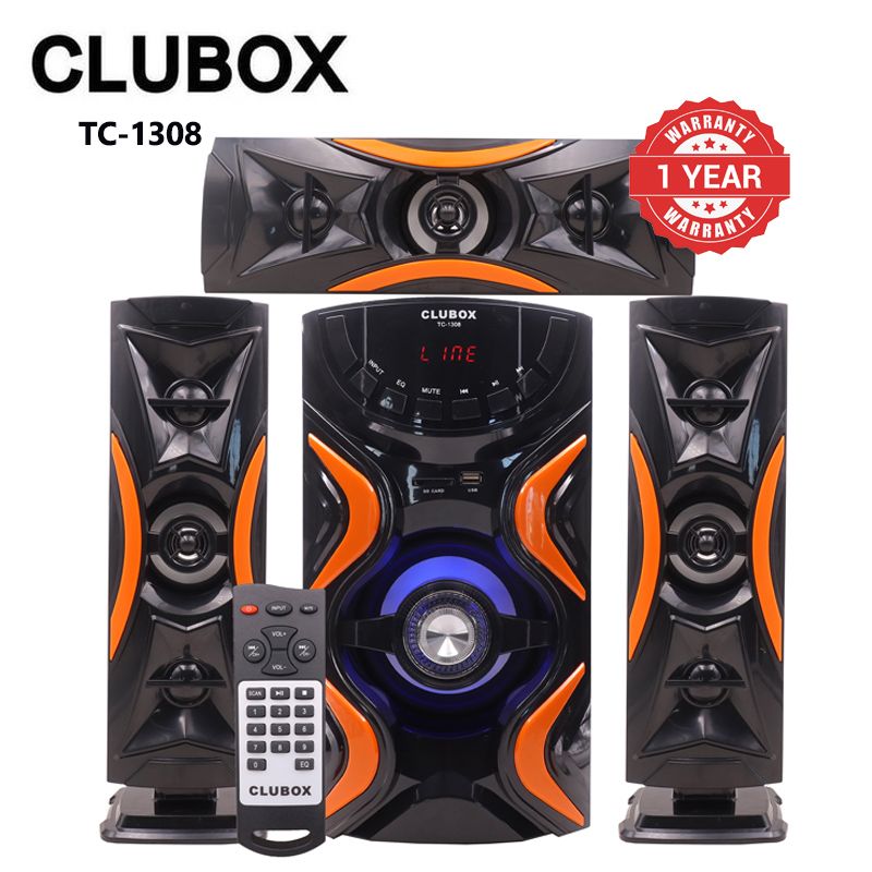 CLUBOX 3.1CH X-Base Woofer HI-FI BT Speaker Systems AC/DC Subwoofer Home Audio System 12000W with Remote Control Bluetooth FM USB SD TC-1308