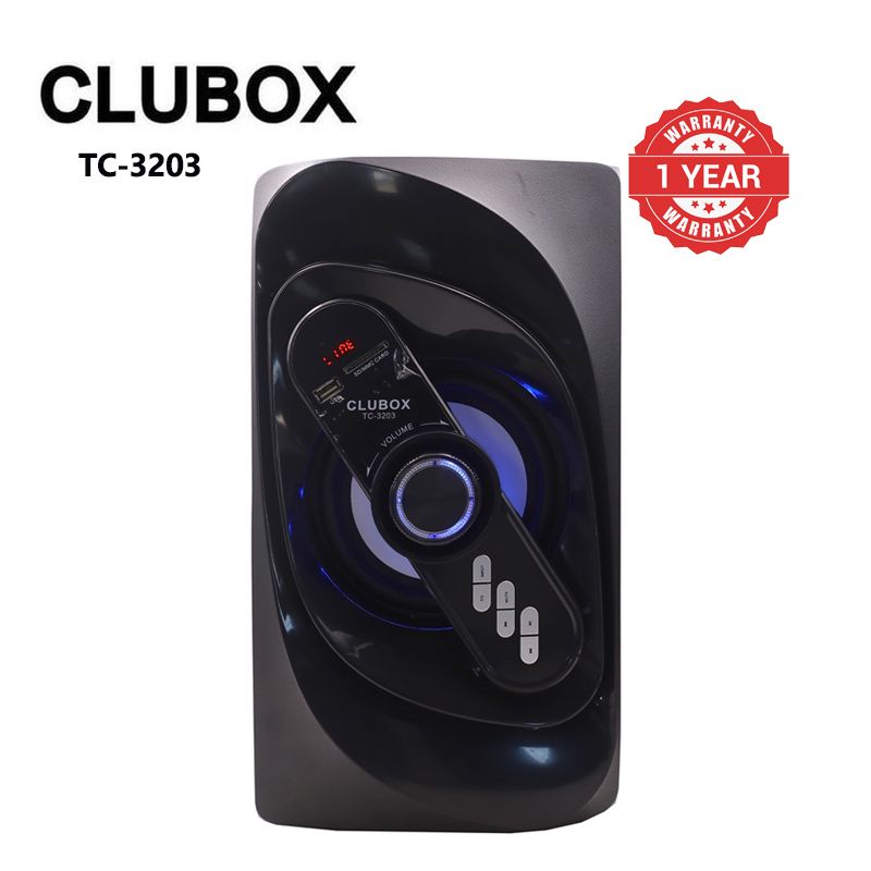 CLUBOX 3.1CH X-Base Woofer HI-FI BT Speaker Systems AC/DC Subwoofer Home Audio System 12000W with Remote Control Bluetooth FM USB SD TC-3203