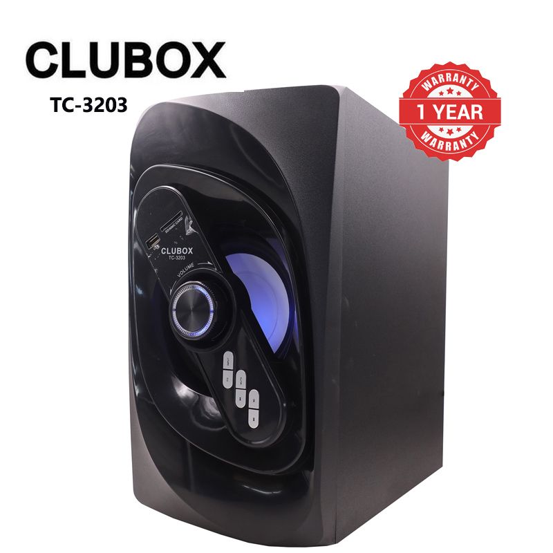 CLUBOX 3.1CH X-Base Woofer HI-FI BT Speaker Systems AC/DC Subwoofer Home Audio System 12000W with Remote Control Bluetooth FM USB SD TC-3203