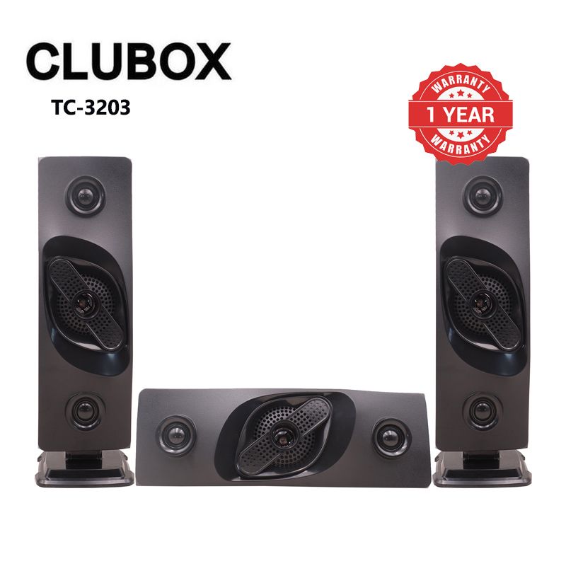 CLUBOX 3.1CH X-Base Woofer HI-FI BT Speaker Systems AC/DC Subwoofer Home Audio System 12000W with Remote Control Bluetooth FM USB SD TC-3203