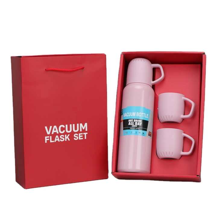 Red Gift Box Set: 450ml Thermo Cup + 3 Cups