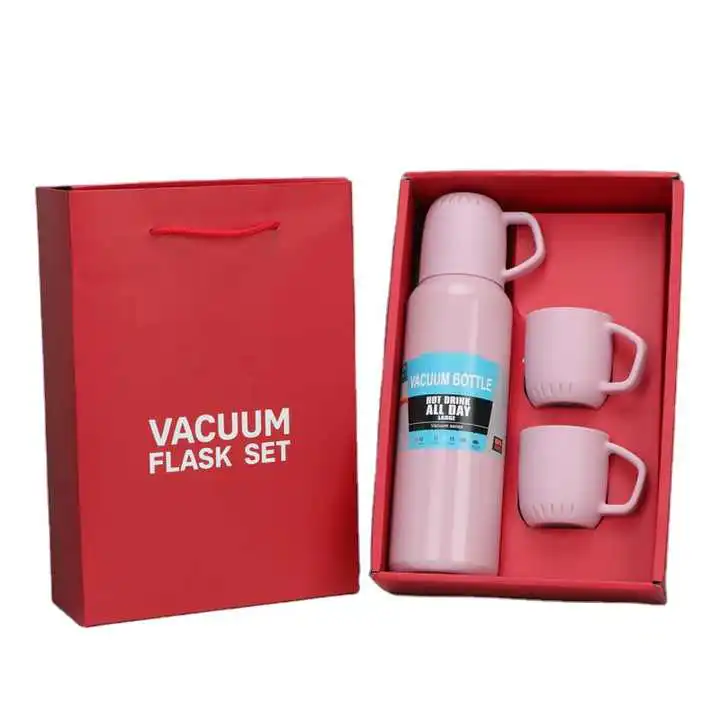 Red Gift Box Set: 450ml Thermo Cup + 3 Cups