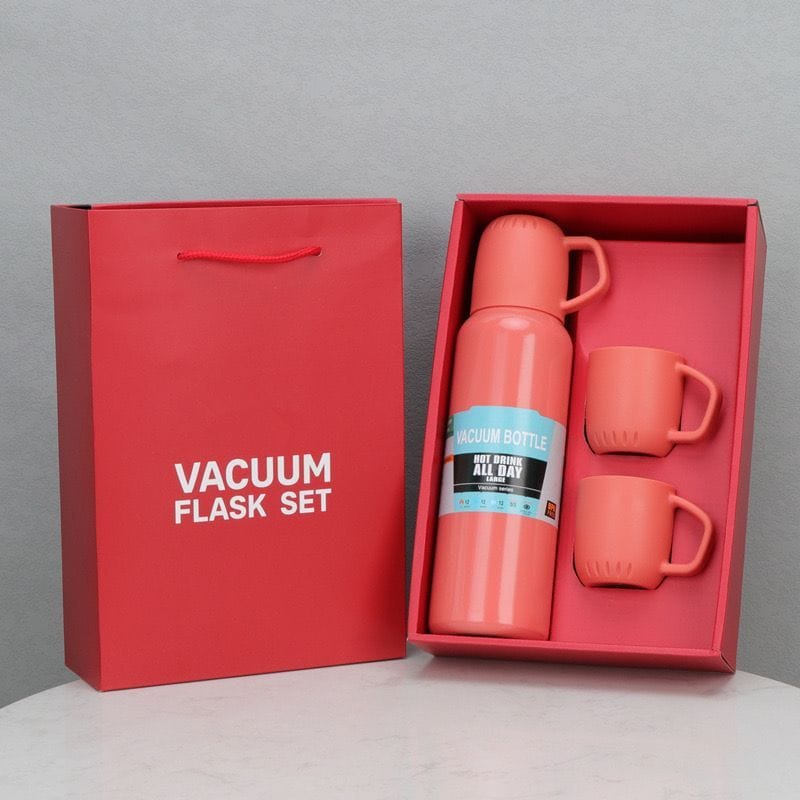 Red Gift Box Set: 450ml Thermo Cup + 3 Cups