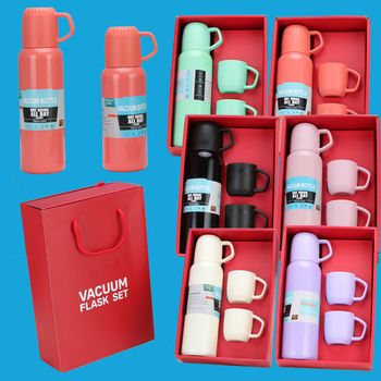 Red Gift Box Set: 450ml Thermo Cup + 3 Cups
