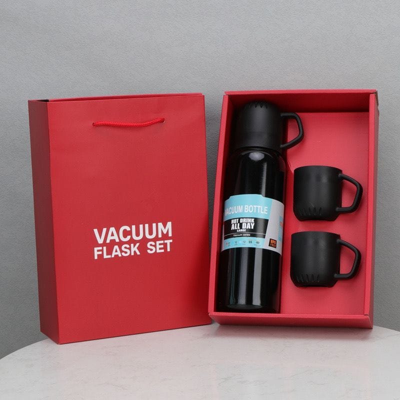 Red Gift Box Set: 450ml Thermo Cup + 3 Cups