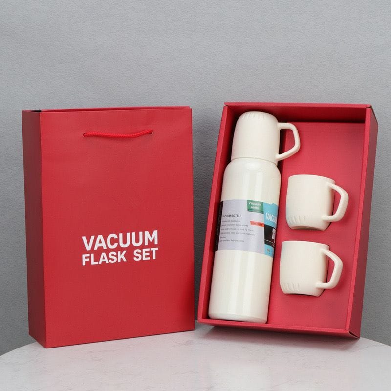 Red Gift Box Set: 450ml Thermo Cup + 3 Cups