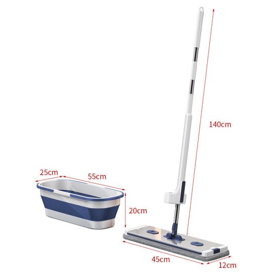 Self-Wringing Hand Wash-Free Flat Mop with Foldable Bucket