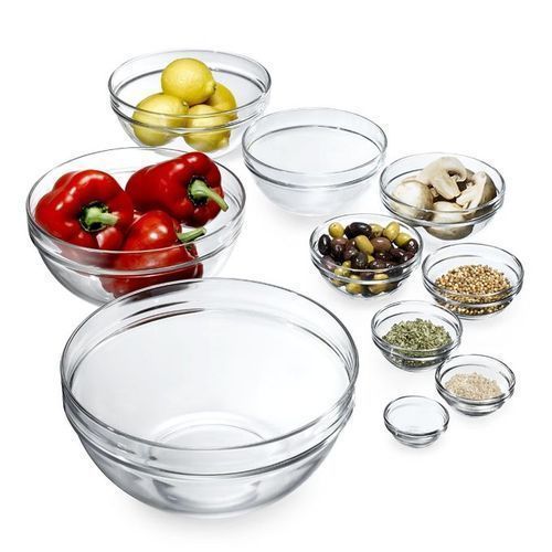 1Pc Tempered Stackable Kitchen Preparation Mixing Glass Bowl