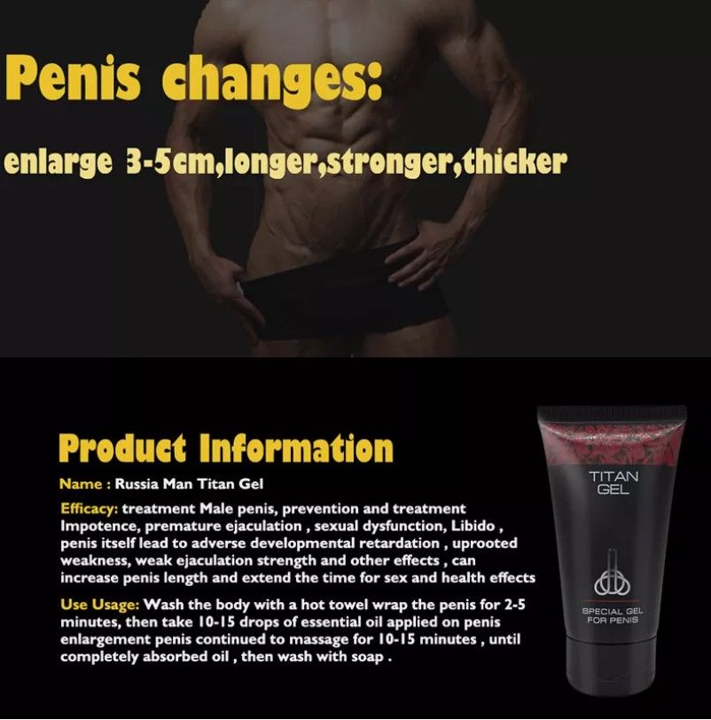 Titan Gel 50ml for Penile Stretching and Enlargement with Powerful ErectionBig Penis Enlargement Gel Enlarge Penis Growth Thicker Stronger Big Dicks Titan Gel Delay For Men Health Care 50ml