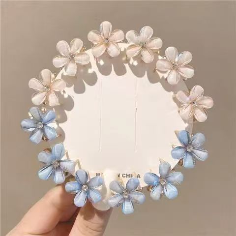 3pcs Flower Hair Clip Grab Clip Exquisite Small Grab Clip Side Forehead Hair Clip Female Bangs Princess Head Small Broken Clip Small Crystal Hair Clip Headwear