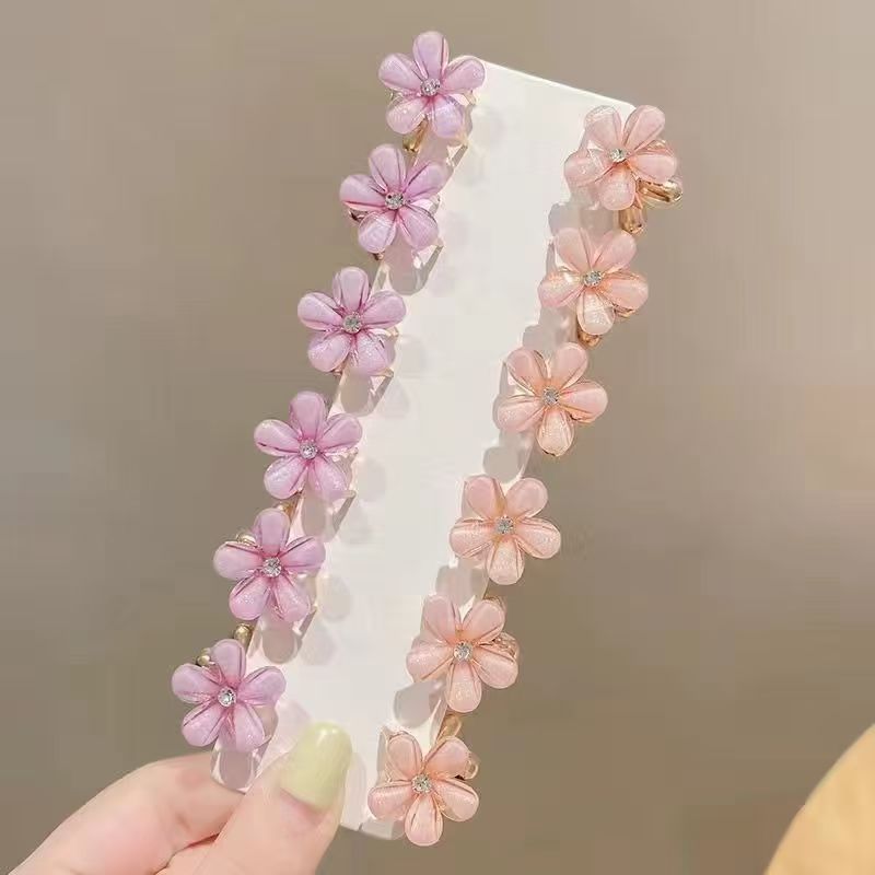 3pcs Flower Hair Clip Grab Clip Exquisite Small Grab Clip Side Forehead Hair Clip Female Bangs Princess Head Small Broken Clip Small Crystal Hair Clip Headwear