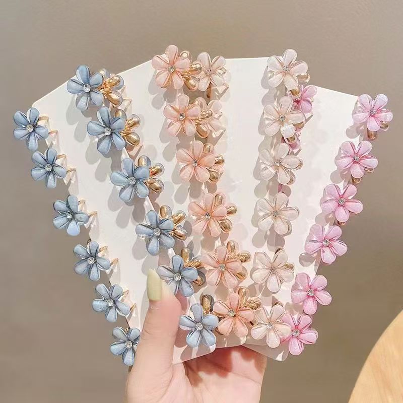 3pcs Flower Hair Clip Grab Clip Exquisite Small Grab Clip Side Forehead Hair Clip Female Bangs Princess Head Small Broken Clip Small Crystal Hair Clip Headwear