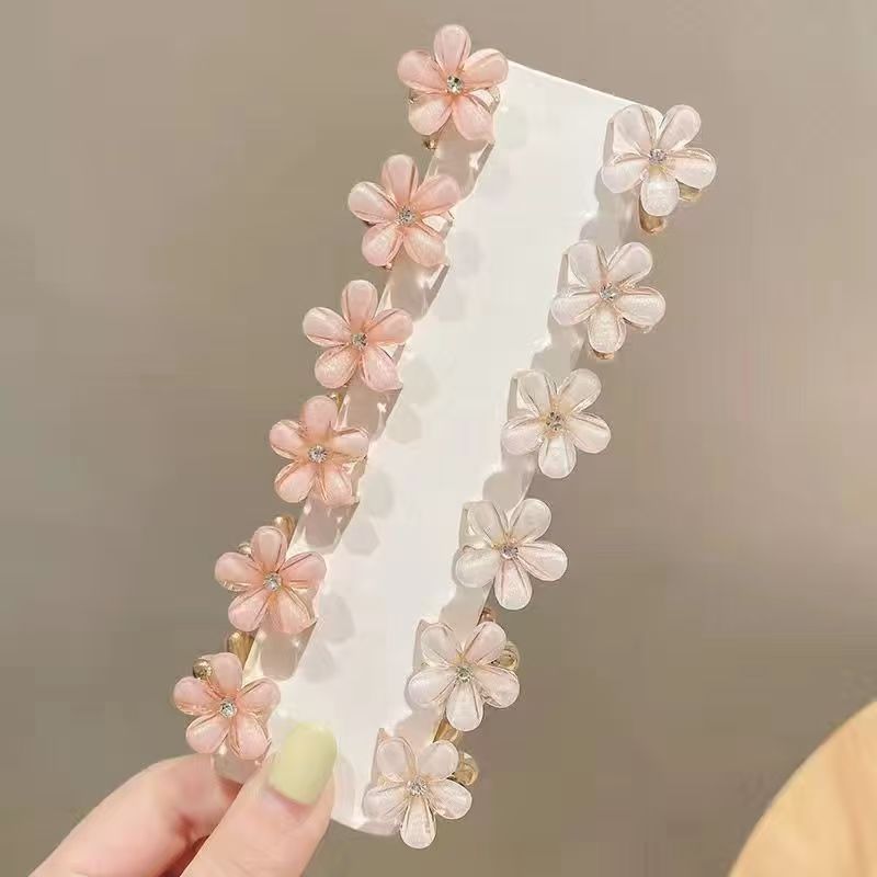 3pcs Flower Hair Clip Grab Clip Exquisite Small Grab Clip Side Forehead Hair Clip Female Bangs Princess Head Small Broken Clip Small Crystal Hair Clip Headwear