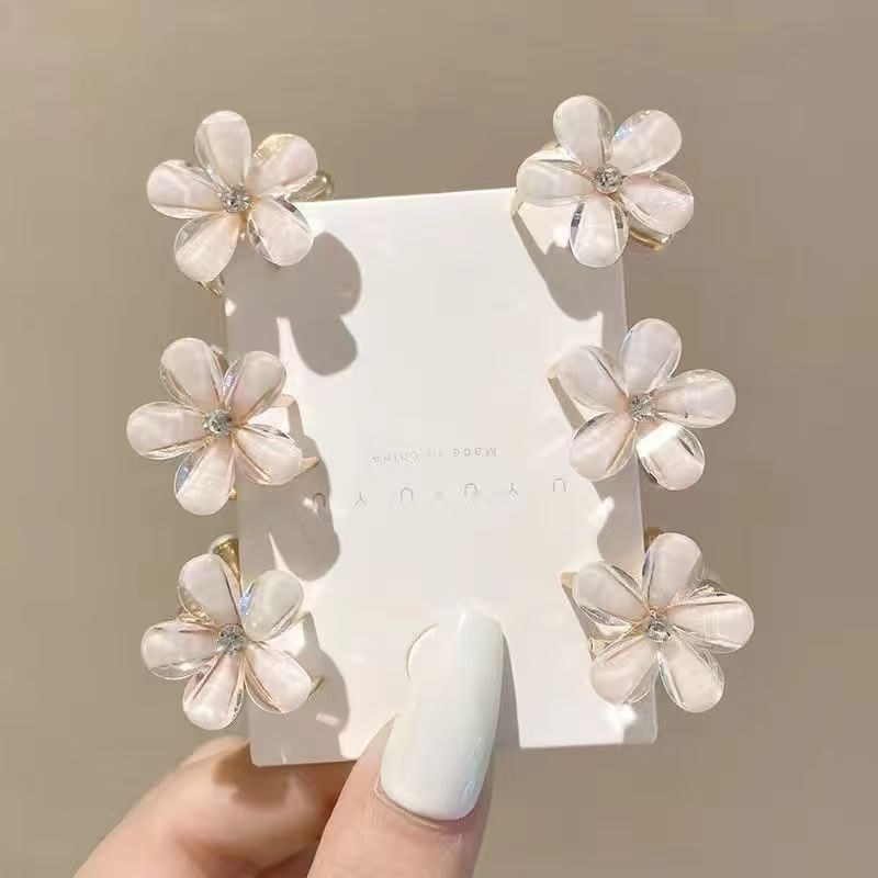 3pcs Flower Hair Clip Grab Clip Exquisite Small Grab Clip Side Forehead Hair Clip Female Bangs Princess Head Small Broken Clip Small Crystal Hair Clip Headwear