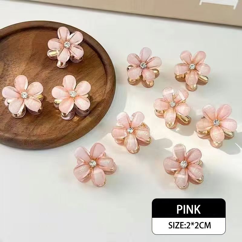 3pcs Flower Hair Clip Grab Clip Exquisite Small Grab Clip Side Forehead Hair Clip Female Bangs Princess Head Small Broken Clip Small Crystal Hair Clip Headwear