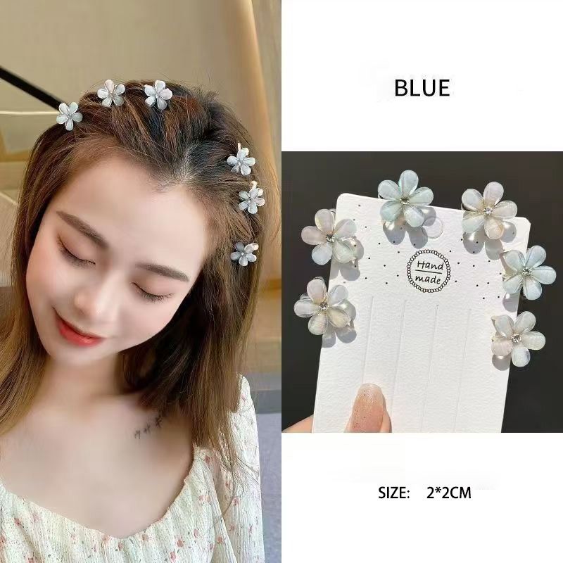 3pcs Flower Hair Clip Grab Clip Exquisite Small Grab Clip Side Forehead Hair Clip Female Bangs Princess Head Small Broken Clip Small Crystal Hair Clip Headwear